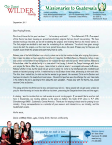 Daniel Wilder Prayer Letter: Persistent Soul Winning
