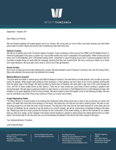 Jerry Wyatt III Prayer Letter:  Busiest Season Yet of Our Ministry