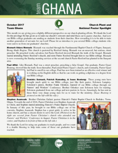 Team Ghana National Pastor Update: Training Another Generation