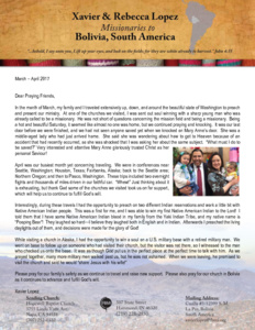Xavier Lopez Prayer Letter:  Journal of a Journey