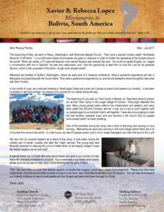 Xavier Lopez Prayer Letter:  Win the Soul! Go, Go Go! Raise More Dough!