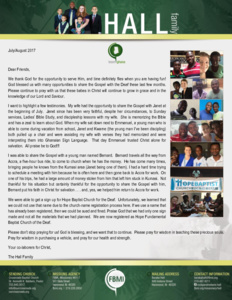 Baraka Hall Prayer Letter:  Hope Fundamental Baptist Church of the Deaf
