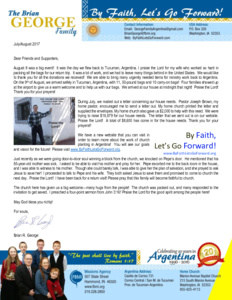 Brian George Prayer Letter:  Back in Argentina!