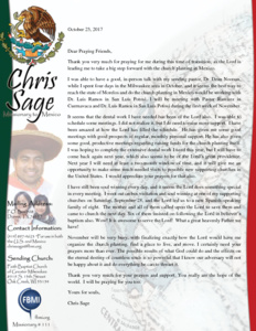 Christopher Sage Prayer Letter: A Time of Transition