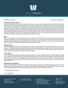 Jerry Wyatt III Prayer Letter:  I Came to Finish the Race