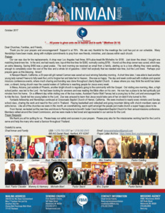 Chad Inman Prayer Letter:  ". . . All Power Is Given Unto Me in Heaven and in Earth."