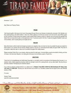 Roberto Tirado Prayer Letter:  Salvation Causes Great Joy!