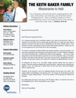 Keith Baker Prayer Letter:  You Are an Encouragement