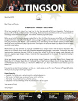 Garry Tingson Prayer Letter: A Great Start Towards a Great Work!