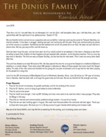 Tom Dinius Prayer Letter:  God Doesn't Need Internet or Phone Lines