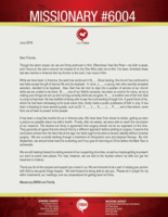 Missionary #6004 Prayer Letter:  Firmly Anchored in Him
