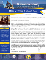 Tim Simmons Prayer Letter:  Full-Time Deputation--Here We Come!