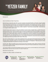 Christopher Yetzer Prayer Letter:  He Is Coming Back