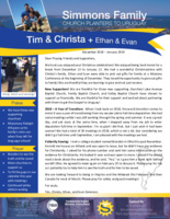 Tim Simmons Prayer Letter:  Increased Support by Three!