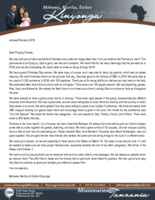 Mshama Kinyonga Prayer Letter:  Thanking God for the Many Blessings of 2018