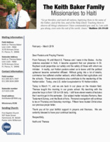 Keith Baker Prayer Letter:  Back on the Field