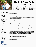 Keith Baker Prayer Letter:  You Are Greatly Appreciated