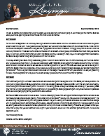 Mshama Kinyonga Prayer Letter:  Back Home on the Field