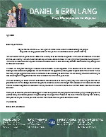 Daniel Lang Prayer Letter: His Wondrous Works