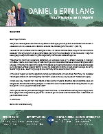 Daniel Lang Prayer Letter: Moving Forward