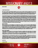Missionary #6013 Prayer Letter: Humbled to Be Honored as a Missionary