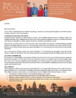 Walter Poole Prayer Letter: Thank You for Your Love and Support!