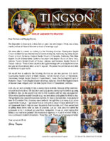 Garry and Mindy Tingson Prayer Letter: A Great Answer to Prayer