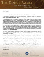 Tom and Margo Dinius Prayer Letter: We Are Thankful!