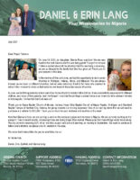 Daniel and Erin Lang Prayer Letter: New Addition!