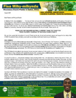 Fisa Mihy-Mihyndu Prayer Letter: Souls Saved, Baptism, Membership, Discipleship, and Church Building