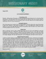 Missionary #6501 Prayer Letter: Is the Door Reopening?