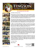 Garry and Mindy Tingson Prayer Letter: We Exercised for the Lord!