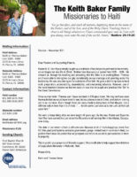 Keith and Theresa Baker Prayer Letter: The "Go" in the Great Commission