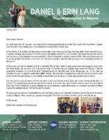 Daniel and Erin Lang Prayer Letter: Traveling Opportunities!