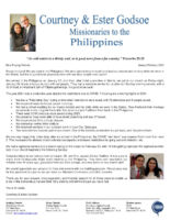 Courtney and Ester Godsoe Prayer Letter: Back in the Philippines!