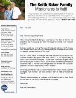 Keith and Theresa Baker Prayer Letter: Backup Plan for Serving Haitians