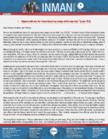 Chad and Sarah Inman Prayer Letter: ". . . Rejoice with me; for I have found my sheep which was lost." (Luke 15:6)