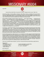 Missionary #6004 Prayer Letter: I Will Guide Thee with Mine Eye