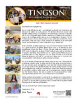 Garry and Mindy Tingson Prayer Letter: Our First Church Service