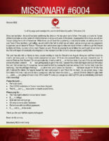 Missionary #6004 Prayer Letter: Confirming the Direction of Service