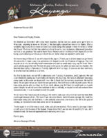 Mshama and Martha Kinyonga Prayer Letter: Back in Tanzania
