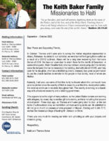 Keith and Theresa Baker Prayer Letter: Still Seeking a Place to Serve the Haitians