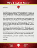 Missionary #6011 Prayer Letter:  Missions Month