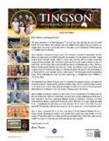 Garry and Mindy Tingson Prayer Letter: Just in Time!