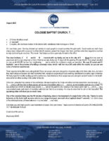 Missionary #6505 Prayer Letter: Colosse Baptist Church, T___