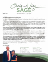 Chris and Viry Sage Prayer Letter: Many Wonderful Opportunities to Serve the Lord