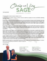 Chris and Viry Sage Prayer Letter: Many Wonderful Opportunities to Serve the Lord