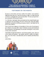 Brandon and Ali Heselschwerdt Prayer Letter: PPTA and Medical Missions Clinics